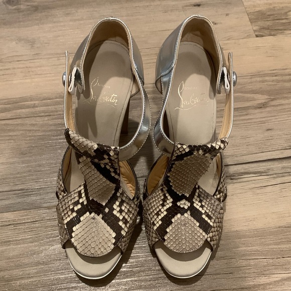 Christian Louboutin size 37 snakeskin chunky heels - Picture 1 of 10